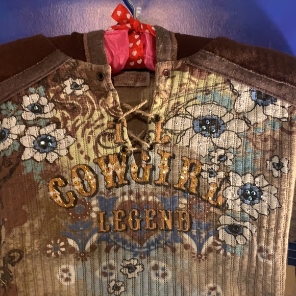 Y2k Vintage Skinny Minnie “Cowgirl Legend” cyber style hooded long sleeve! - Picture 2 of 4